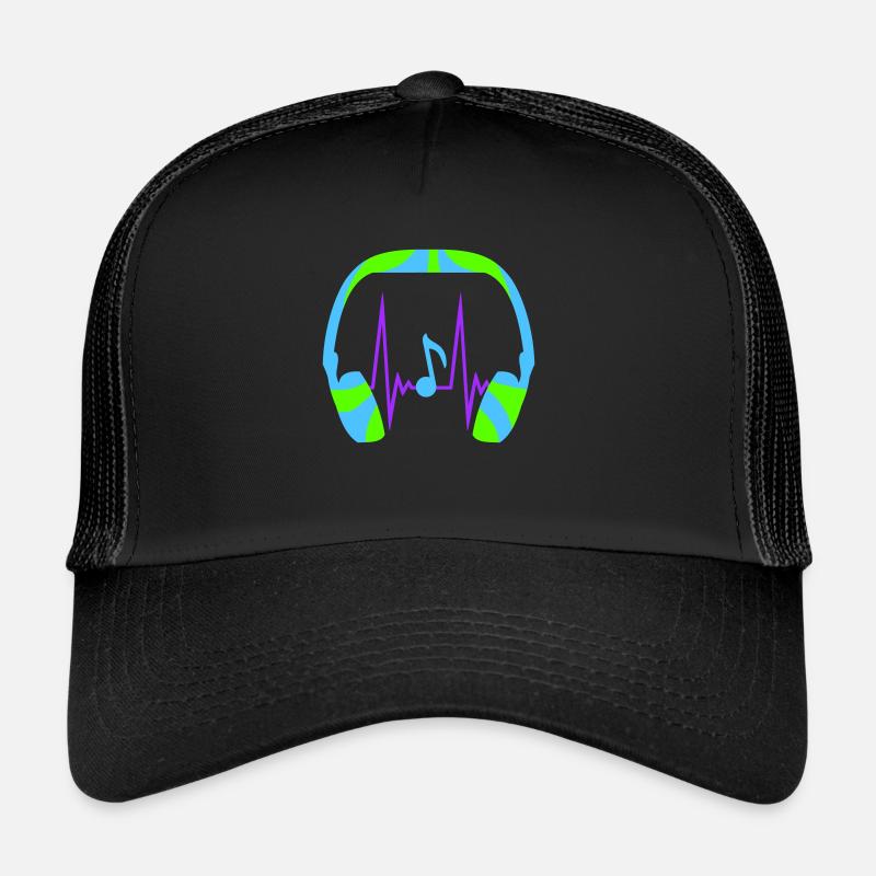 Kopfhörer Note Musiknote Puls Frequenz Herzschlag Trucker Cap