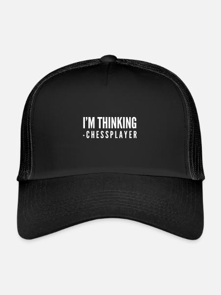 Je pense aux joueurs d'échecs - Casquette trucker  - noir/noir - Devant