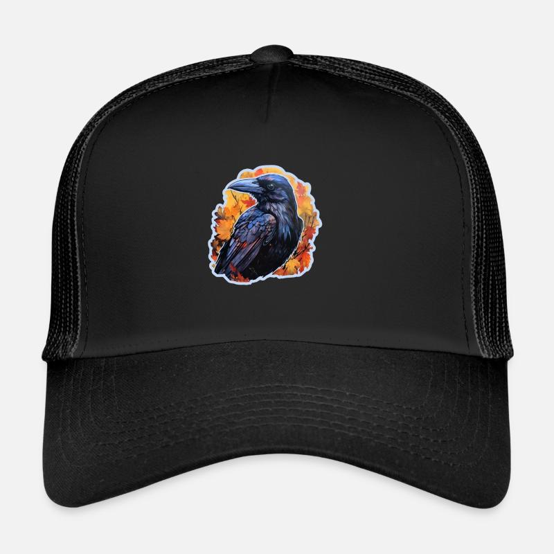 Halloween Autumn Raven Trucker Cap