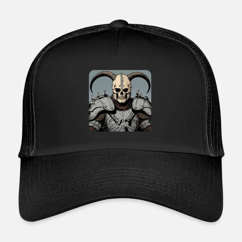 Guerrier viking avec masque de crâne et cornes Casquette trucker 
