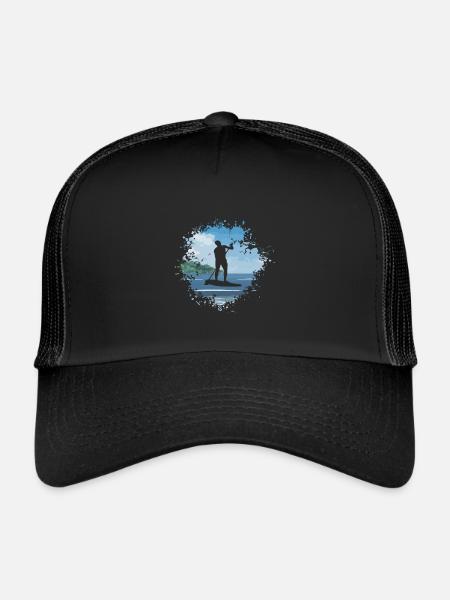 Stand Up Paddle, SUP, Surf, Eau; mer d'été - Casquette trucker  - noir/noir - Devant