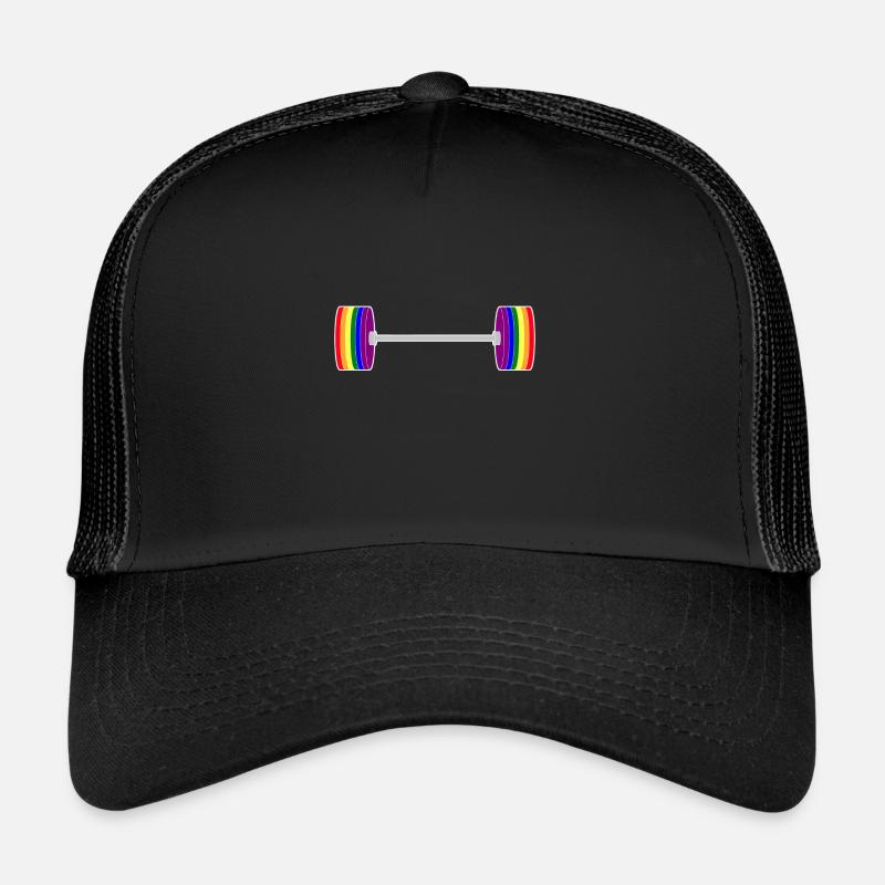barbellandweightspridewhitestrokes - Casquette trucker  - noir/noir