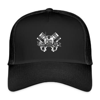 Biker Life Piston Skull Moto - Casquette trucker  - noir/noir - Devant
