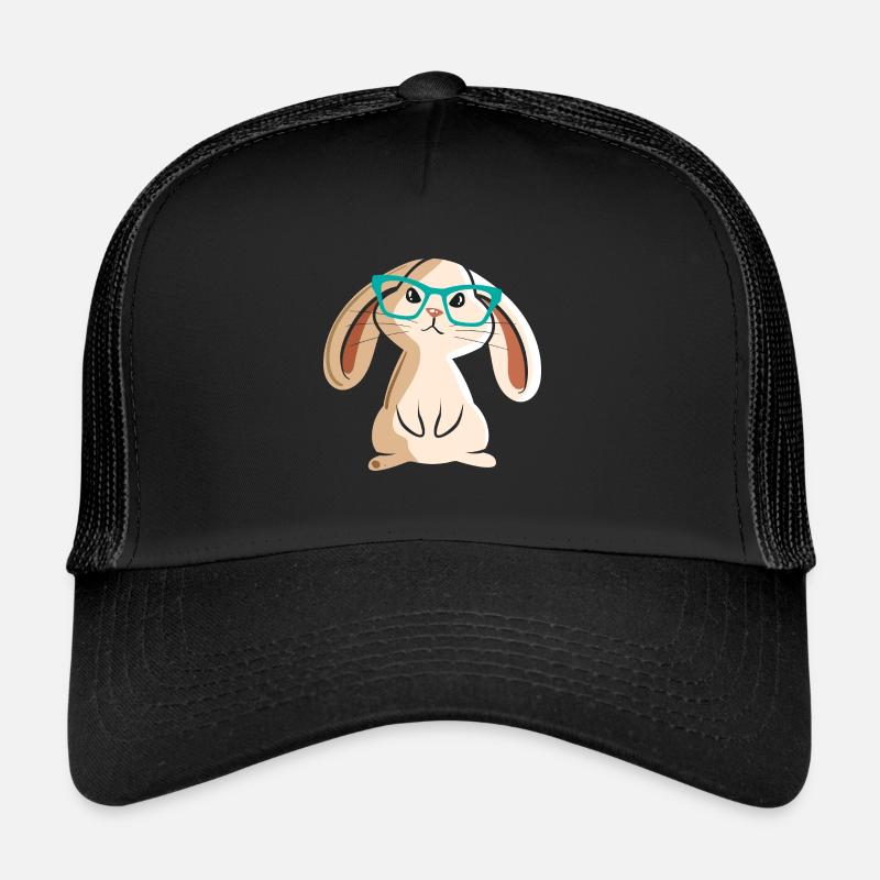 Funny Rabbit With Glasses Cute Rabbit Lover Gift - Trucker Cap - black/black