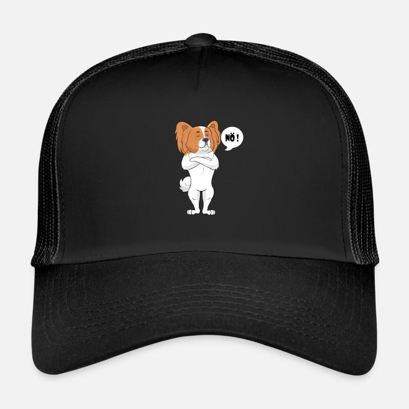 Papillon Hund - Papillon - Trucker Cap - Schwarz/Schwarz