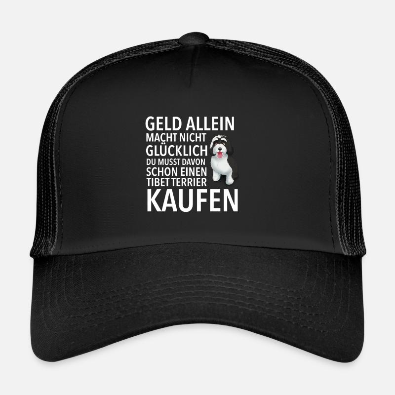 Tibet Terrier Glücklich - Tibet Terrier - Trucker Cap - Schwarz/Schwarz