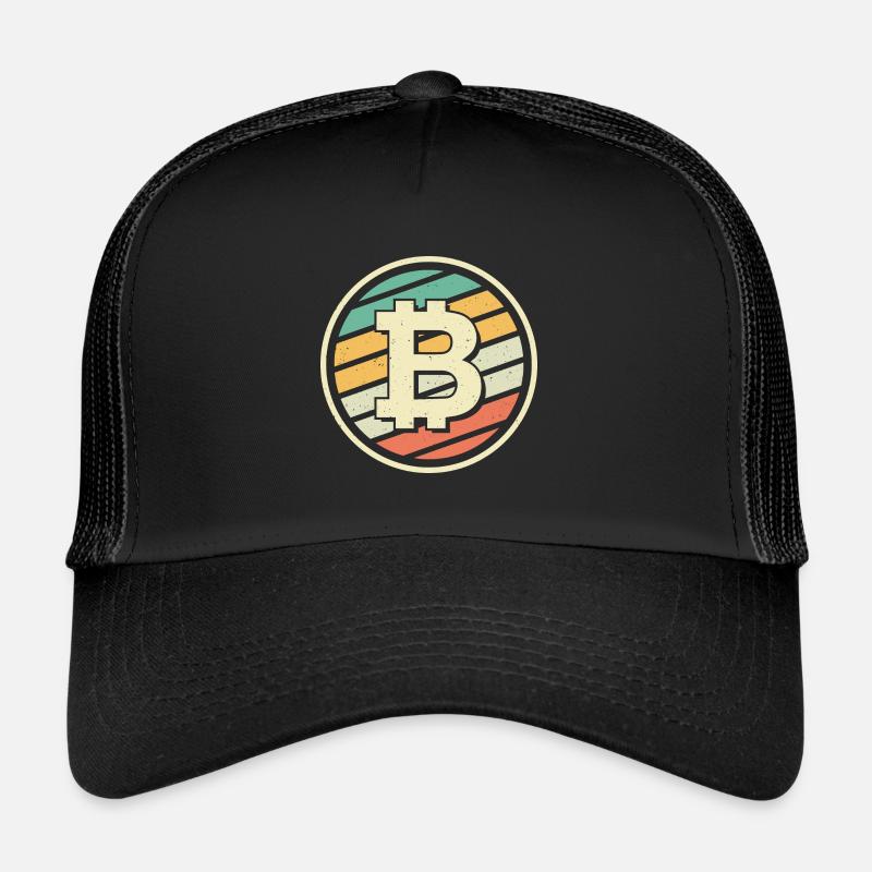 Bitcoin BTC Crypto Blockchain Münze Coin - Trucker Cap - Schwarz/Schwarz