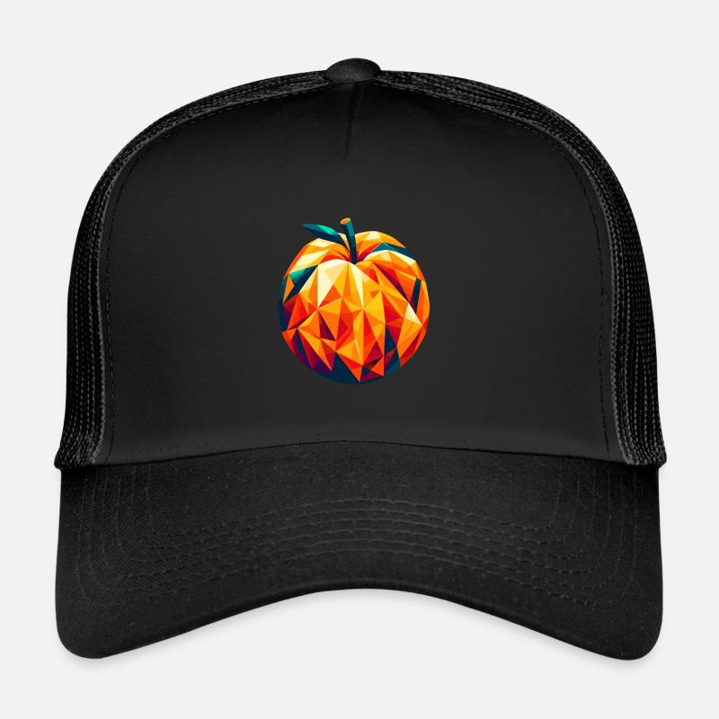 Geometric Apricot: Low-Poly Fruit Art Trucker Cap