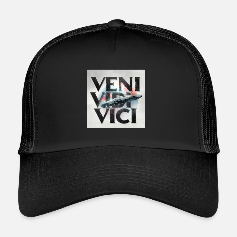 Aufschrift VENI VIDI VICI - Trucker Cap - Schwarz/Schwarz