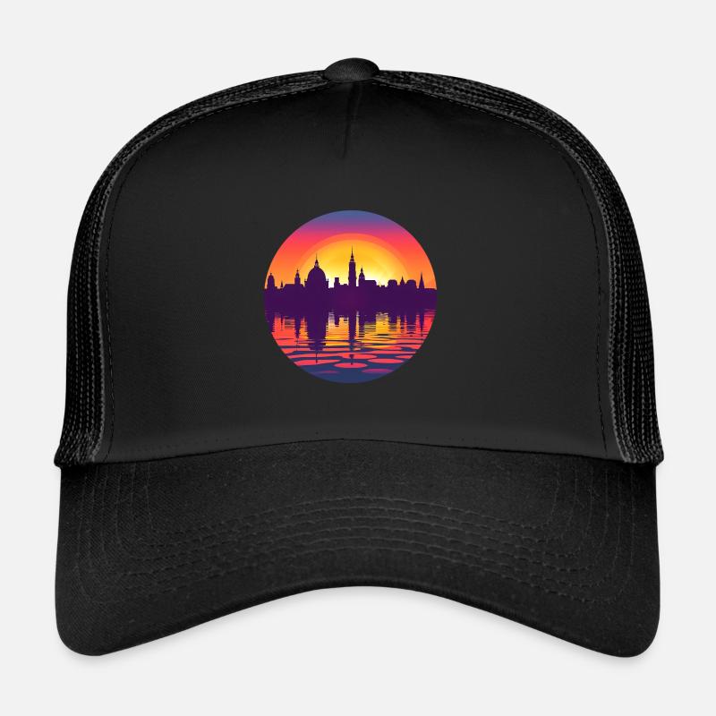 Halle Skyline - Trucker Cap - Schwarz/Schwarz