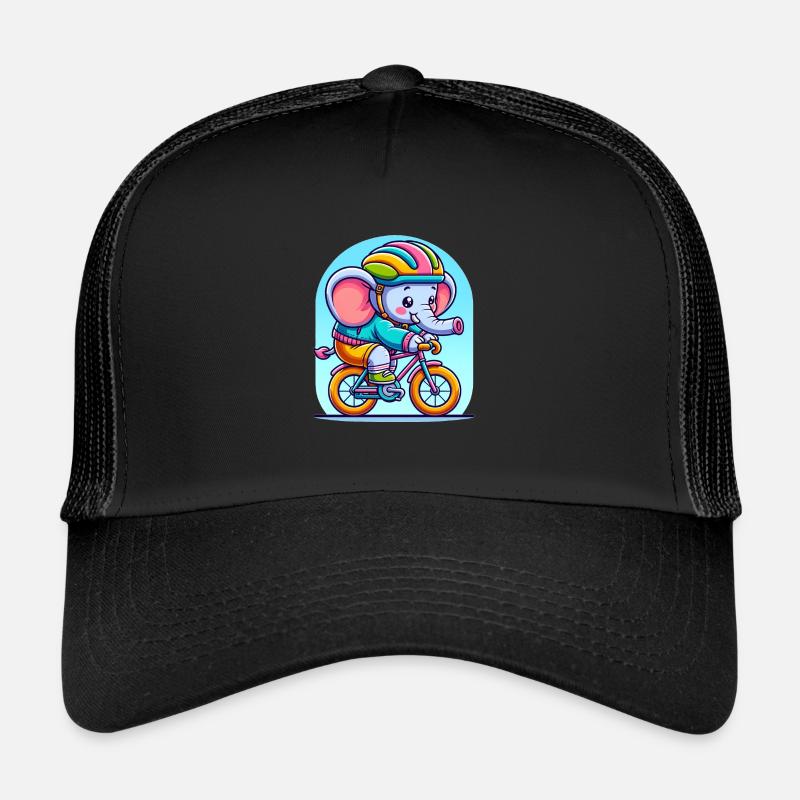 Cute Cyclist Elephant Trucker Cap
