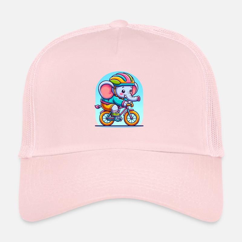 Cute Cyclist Elephant Trucker Cap