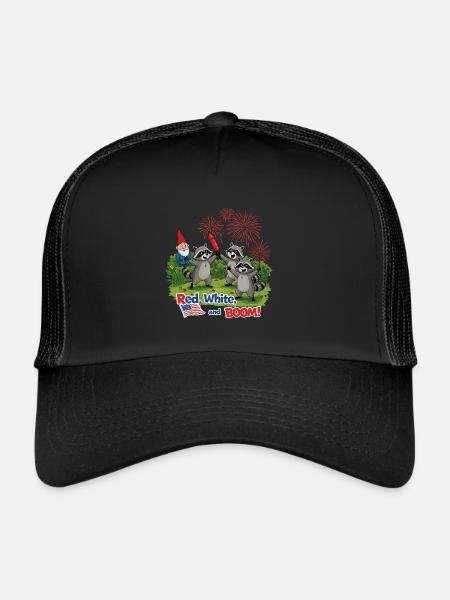 Raccoon 4th of July Fireworks Party - Trucker Cap - black/black - Front