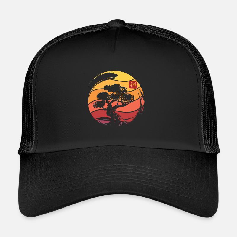 Japanischer Baum Pflanze - Trucker Cap - Schwarz/Schwarz