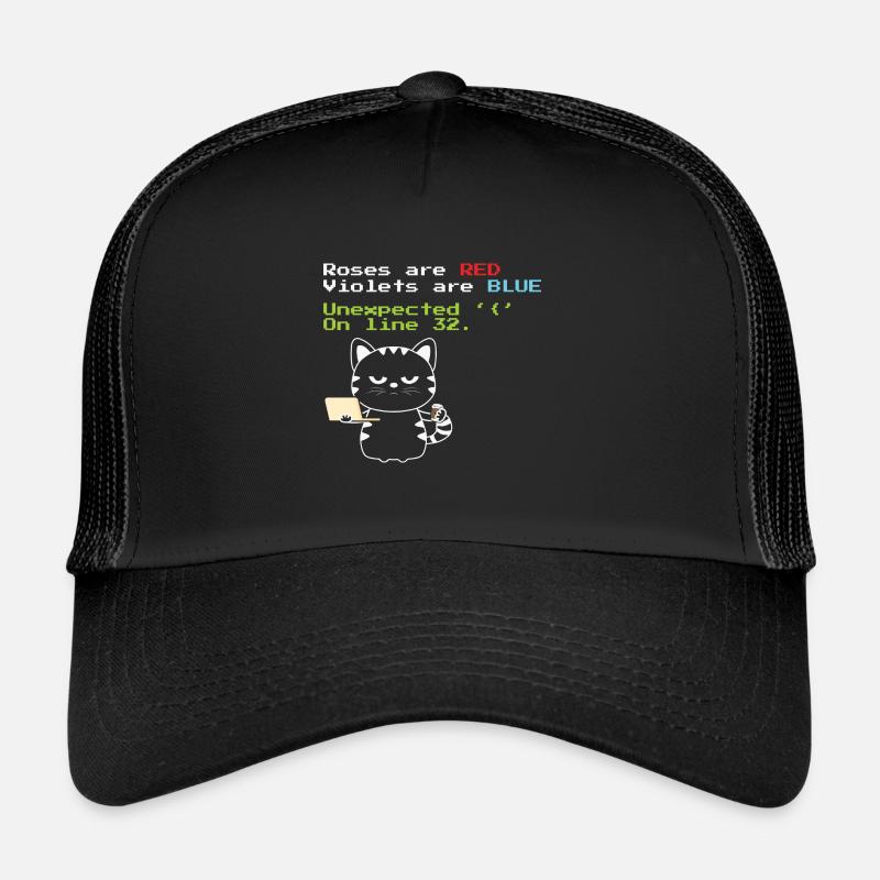 Funny Coding cat Progrmmer nerd geek Trucker Cap