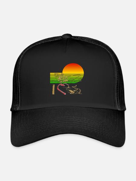 J’adore pêcher à partir d’un bateau classique design classique - Casquette trucker  - noir/noir - Devant