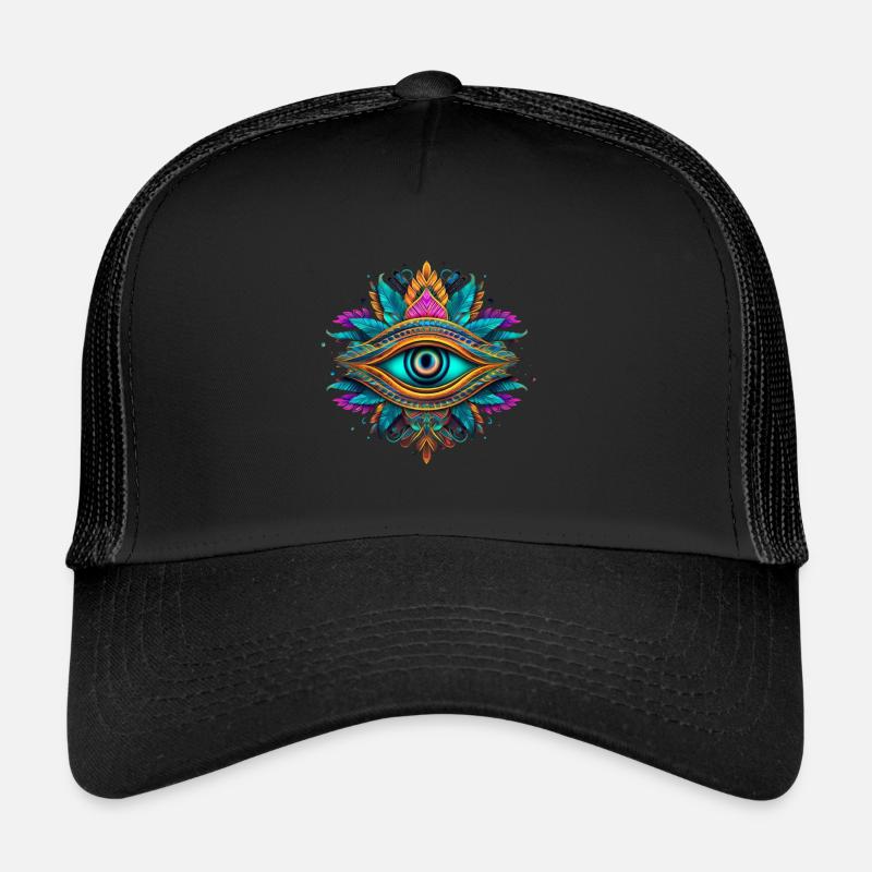 Design Element Auge Neon Tribal - Trucker Cap - Schwarz/Schwarz