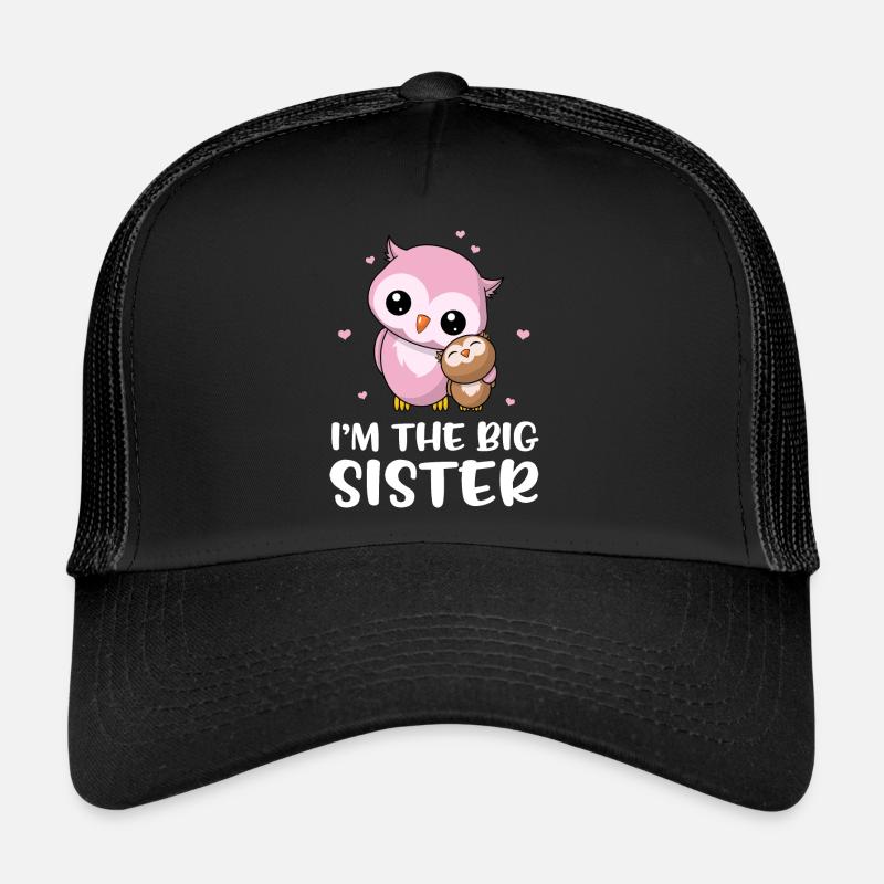 I'm The Big Sister - Große Eulen Schwester - Trucker Cap - Schwarz/Schwarz