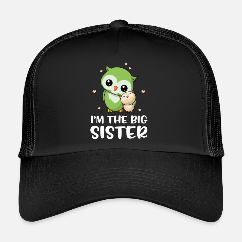 I'm The Big Sister - Große Eulen Schwester - Trucker Cap - Schwarz/Schwarz