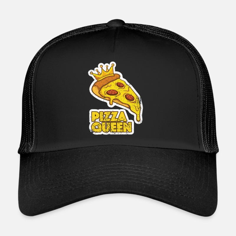 Königin-Pizza-Grafik - Trucker Cap - Schwarz/Schwarz