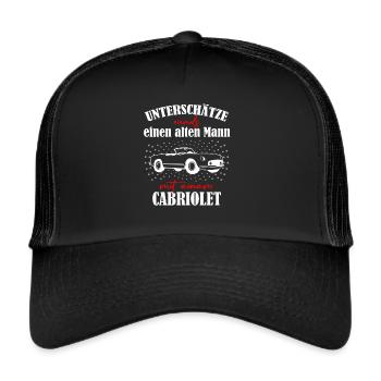 Rentner Mann Cabrio Fan - Trucker Cap - Schwarz/Schwarz - Vorne