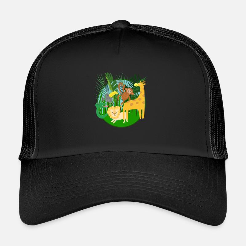 Funny cartoon jungle animals - Trucker Cap - black/black