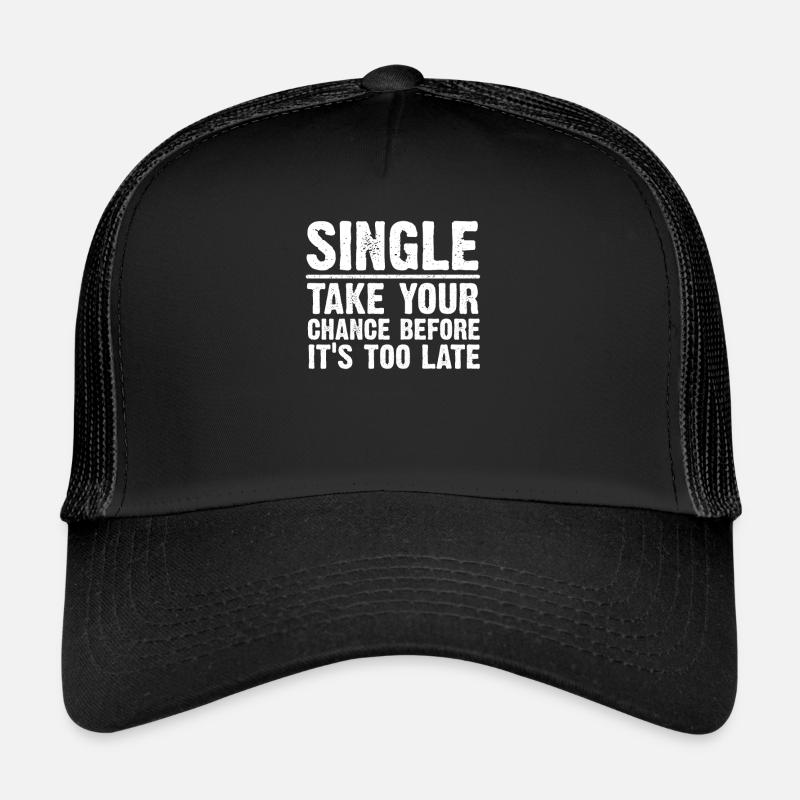 Single sucht Liebe - Geschenk f. Singles auf Suche - Trucker Cap - Schwarz/Schwarz