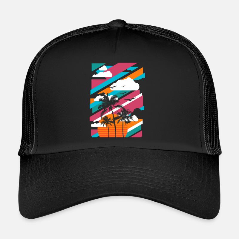 Palmen Paradies 01 - Trucker Cap - Schwarz/Schwarz