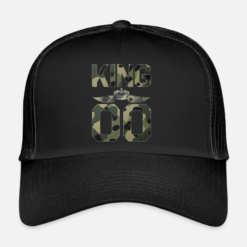 King - Queen Geschenk Geschenkidee - Trucker Cap - Schwarz/Schwarz