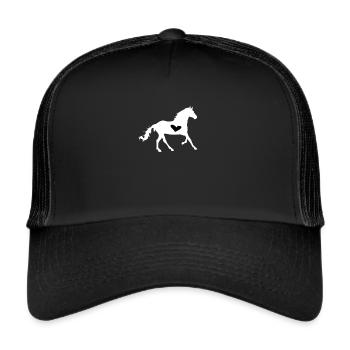 Horse with heart horsewoman riding horse stables - Trucker Cap - black/black - Front