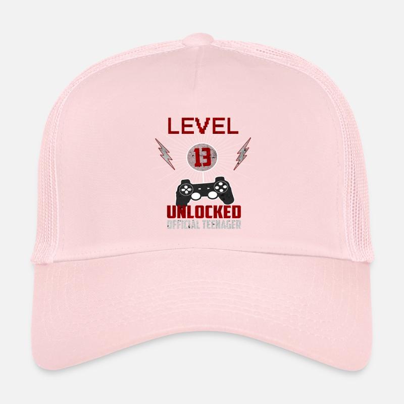 13th Birthday Gaming Gift Idea Saying Level 13 Trucker Cap