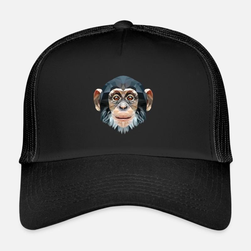 Polygon design monkey chimpanzee Trucker Cap