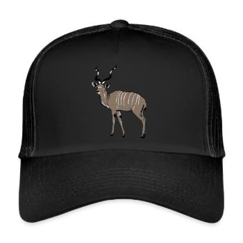 Kudu Antilope - Safari - Afrika - Großer Kudu - Trucker Cap - Schwarz/Schwarz - Vorne