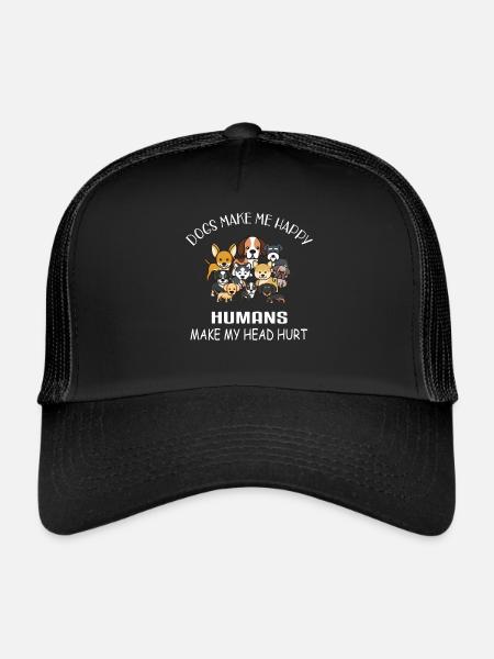 Dogs make me happy - dogs - Trucker Cap - black/black - Front