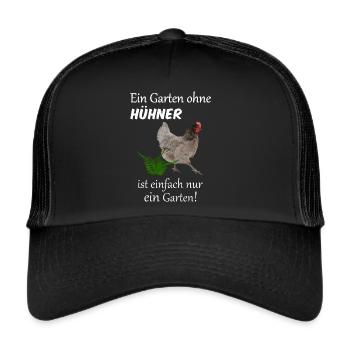 Königsberger Huhn | Hahn | Hühner | Garten - Trucker Cap - Schwarz/Schwarz - Vorne