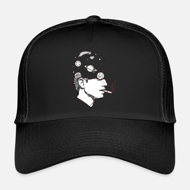Space in a Man Trucker Cap
