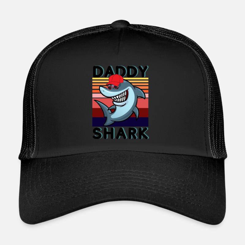 Rétro papa requin - Casquette trucker  - noir/noir