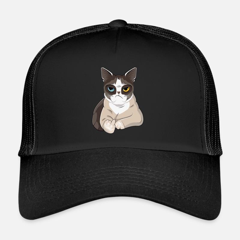 Nope, Nope - Lazy cat with middle finger Trucker Cap