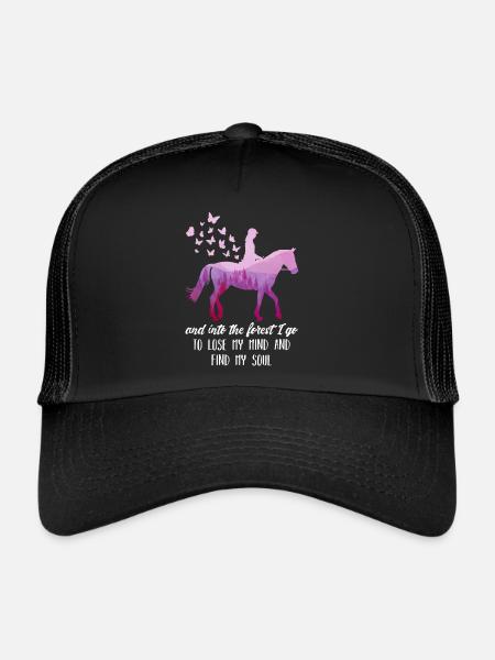 Chevaux cavaliers sort les amateurs de chevaux dames - Casquette trucker  - noir/noir - Devant