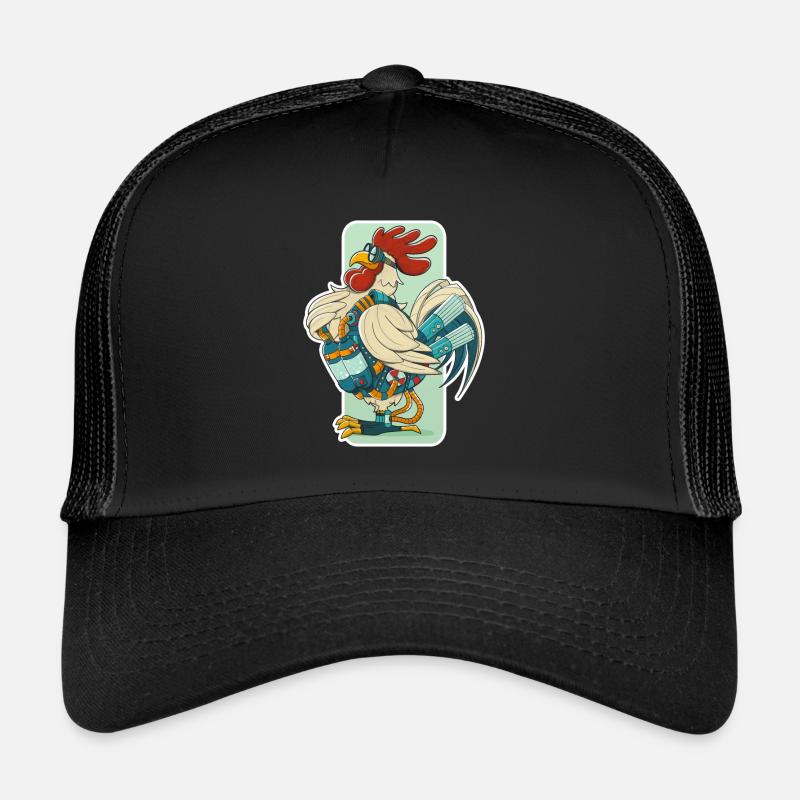 Steampunk Hahn (weißer Umfang) Trucker Cap