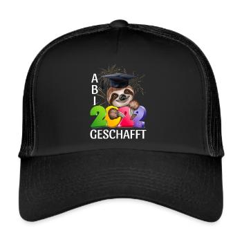 Abi 2022 geschafft Abitur lustiges Faultier - Trucker Cap - Schwarz/Schwarz - Vorne