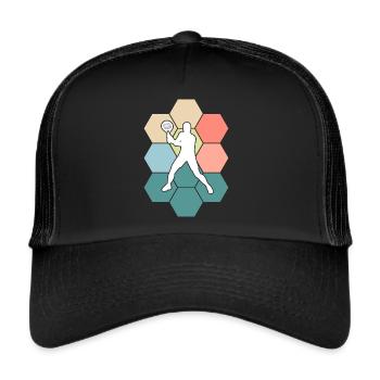 Abstraktes Padelspieler Motiv Padel Padeltennis - Trucker Cap - Schwarz/Schwarz - Vorne