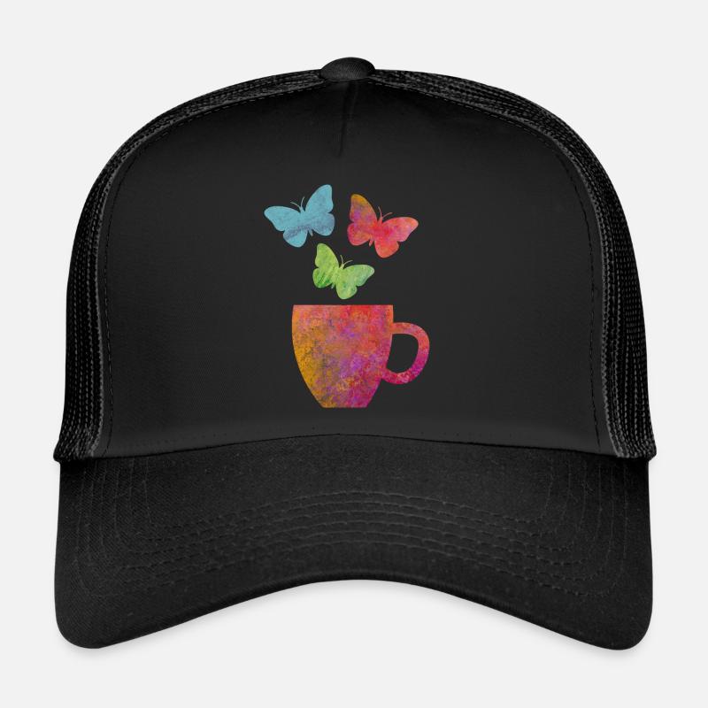 J’adore le café et le papillon Casquette trucker 