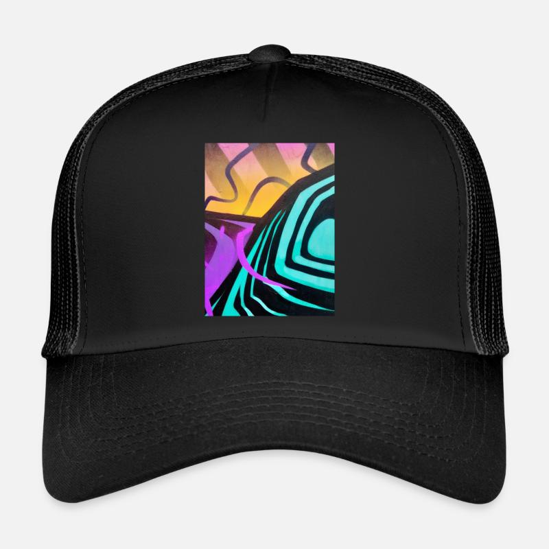 Graffiti-Landschaft 1 - Trucker Cap - Schwarz/Schwarz
