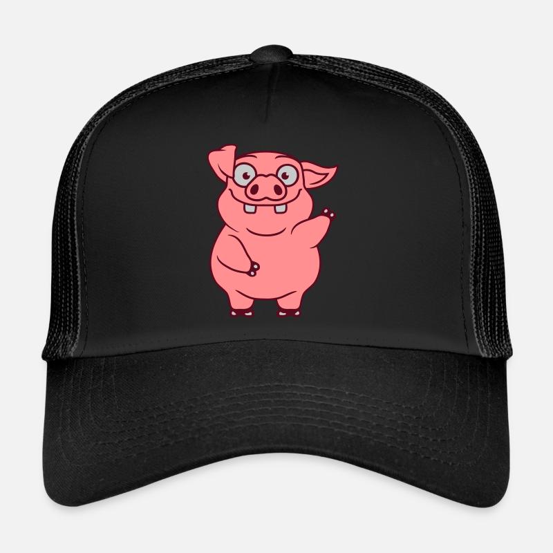 Waving Funny Pig Comic Trucker Cap