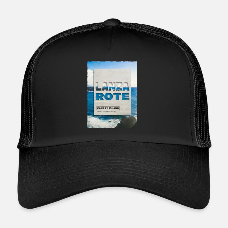 Lanzarote Sommer Sonne Strand Meer Palmen Urlaub - Trucker Cap - Schwarz/Schwarz