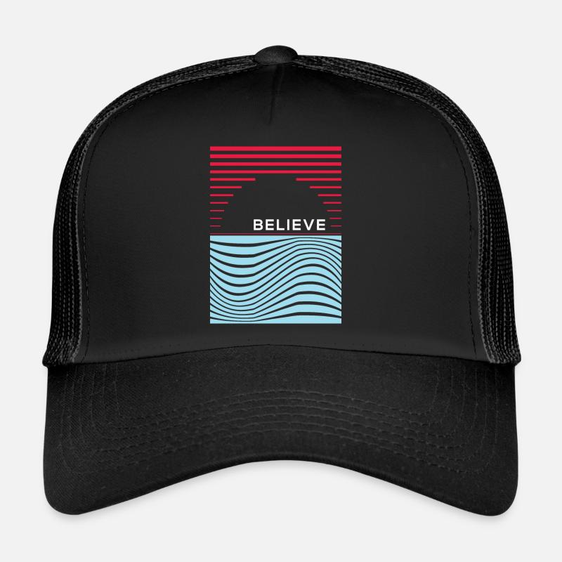 Believe - Inspirierender Schriftzug - Trucker Cap - Schwarz/Schwarz