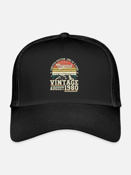 Original Août millésime 1980 42ème anniversaire - Casquette trucker  - noir/noir - Devant