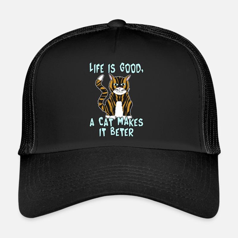 Das Leben ist gut, eine Katze macht es besser. Trucker Cap