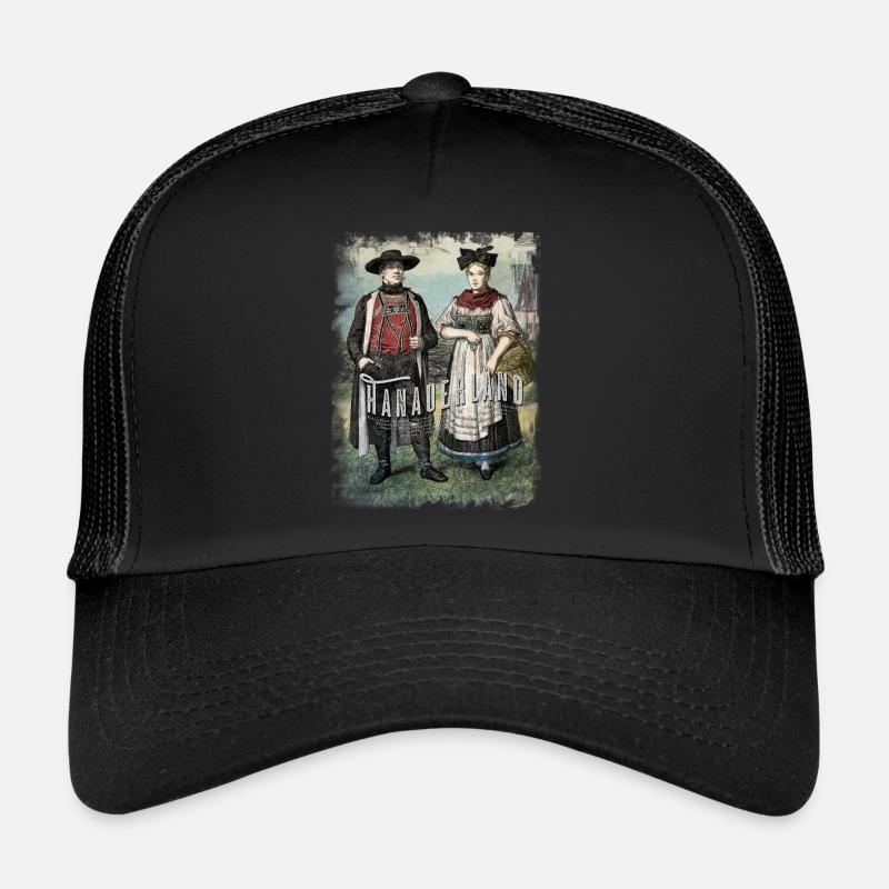Hanauerland Tracht, Orte, Retro - Trucker Cap - Schwarz/Schwarz